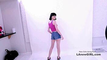 sultry brunette model pounded hard at her casting audition couch