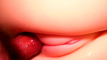 slide it deep into her tight pink shaved pussy closeup