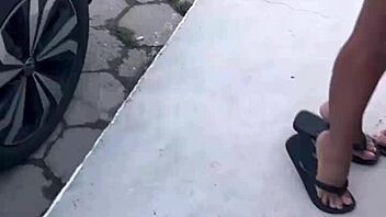 horny wife bends over for bull while cuckold films