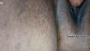 Overwhelmed with passion rubbing throbbing cock on wet ebony pussy before exploding inside her