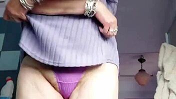 granny slut fucks hairy pussy with cucumber deep