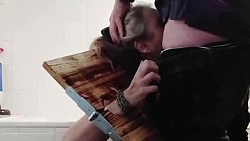 french milf slave chained for hardcore doggystyle cumshot