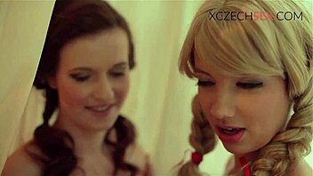 czech teen plays horny lesbian games kissing and licking pussy