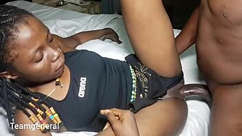 ebony beauty enjoys muscular morning breakfast routine