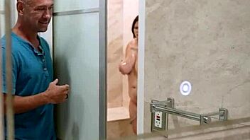 bbw with big natural tits bathes and fucks hungrily!