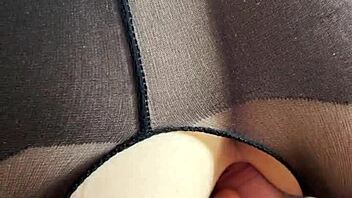 redhead slut in heels rides cock pantyhose legs spread wide