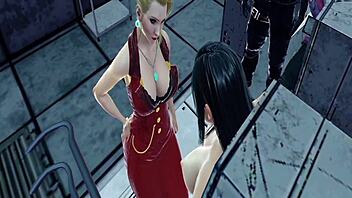 tifa's big tits bounce wildly on ocelot's relentless bdsm machine