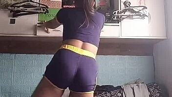 Petite Asian Babe's Tight Workout Shorts Fitness