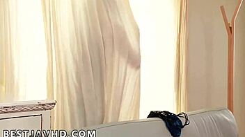 ameri koshikawa strips nude on cam teasing lingerie before super hard drill creampie