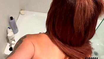 best friend strips in bathroom for pov deepthroat doggy fuck