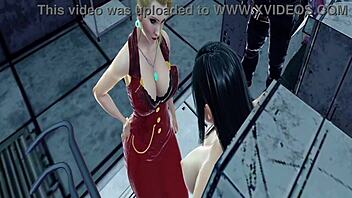 tifa's big tits bounce wildly on ocelot's relentless bdsm machine