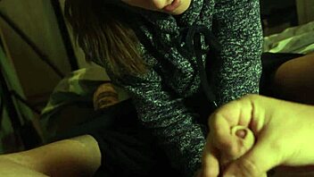 hey babe, check out this cute brunette's mouth stuffed full of hot cum!