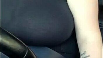 curvy milf driver flashes huge tits outdoors