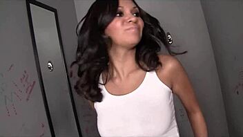 lovely brunette adriana kelly sits on toilet stroking cock for cumshot