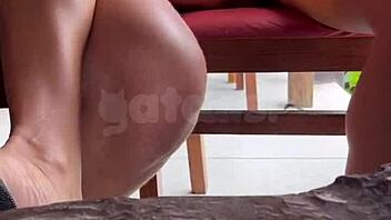 horny wife bends over for bull while cuckold films