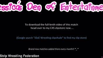 April Paisley strips and wrestles Tammy Pink in matching lingerie