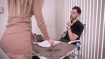 Molly Smith moans as boss bends her big ass over for deep pussy doggystyle drilling