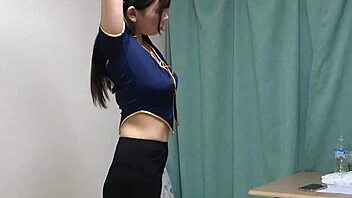 Japanese stewardess natural tits burst into micro bikini