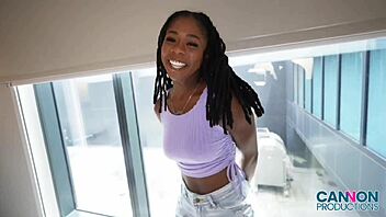 hazel grace arrives at cannon's for brutal monster cock railing