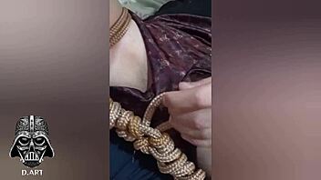 Skinny Serbian twink caresses huge cock in bareback bondage play