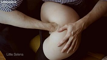 petite slut endures deep anal fisting gaping in tight black dress