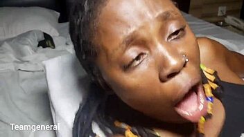 ebony beauty enjoys muscular morning breakfast routine