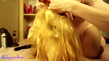 hey watch me shove this massive fist dildo up my gaping blonde ass!