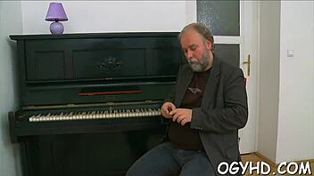 perverted russian teen loves sucking old hard cock