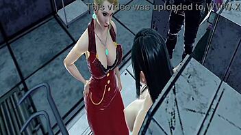 tifa's big tits bounce wildly on ocelot's relentless bdsm machine