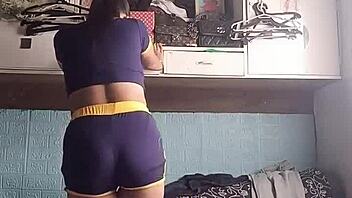 Petite Asian Babe's Tight Workout Shorts Fitness