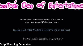 April Paisley strips and wrestles Tammy Pink in matching lingerie