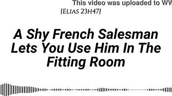 shy french salesman pulled into fitting room for wild face ride