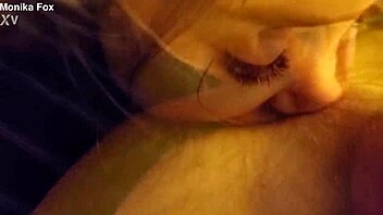 Monika fox gives hot lover homemade foot fetish blowjob tease.