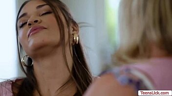 i make my busty brunette friend's shaved pussy drip wet