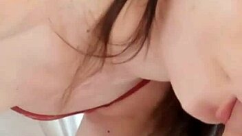 brunette deepthroats after rimming and masturbating huge cock
