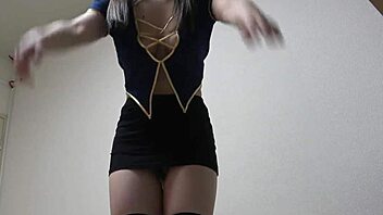 Japanese stewardess natural tits burst into micro bikini