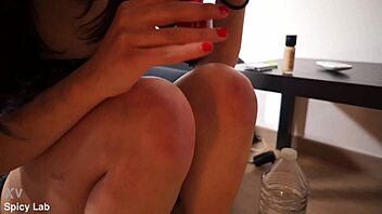 francesca palma gets feet care with bright red polish