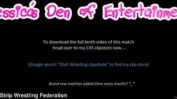 April Paisley strips and wrestles Tammy Pink in matching lingerie