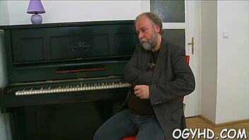 perverted russian teen loves sucking old hard cock