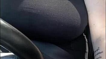 curvy milf driver flashes huge tits outdoors