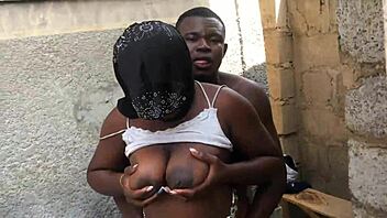 Big boob bitch pounded hard outdoors by group