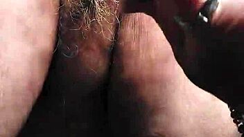 granny slut fucks hairy pussy with cucumber deep