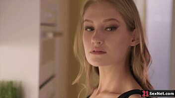 Petite blonde girlfriend deepthroats bff's cock before intense doggystyle ass fuck