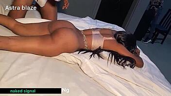 curvy ebony college babe rides big black cock