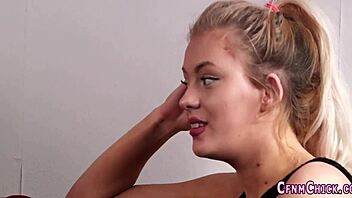 Brit hotties humiliate with cfnm handjobs