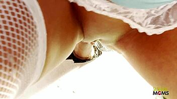 brunette milf big ass fake tits milks cock in gloryhole blowjob!