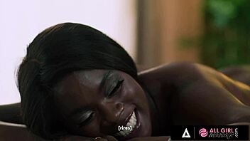 hot lesbian threesome erupts during steamy french massage oil slick