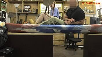 Redhead teen 18+ pawnshop blowjob turns hardcore pov pounding!