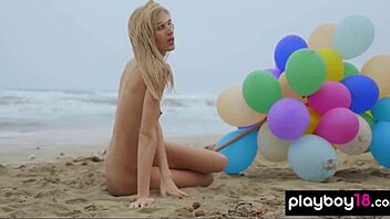 Skinny Italian Milf Farncy Torino balloons beach strip