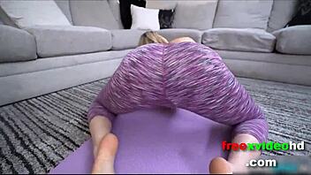 Yoga Girl's Big Ass Tits Horny Show Shakes Wild!